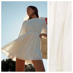 NWT. Zara White Cotton Embroidered Mini Dress. Size M.